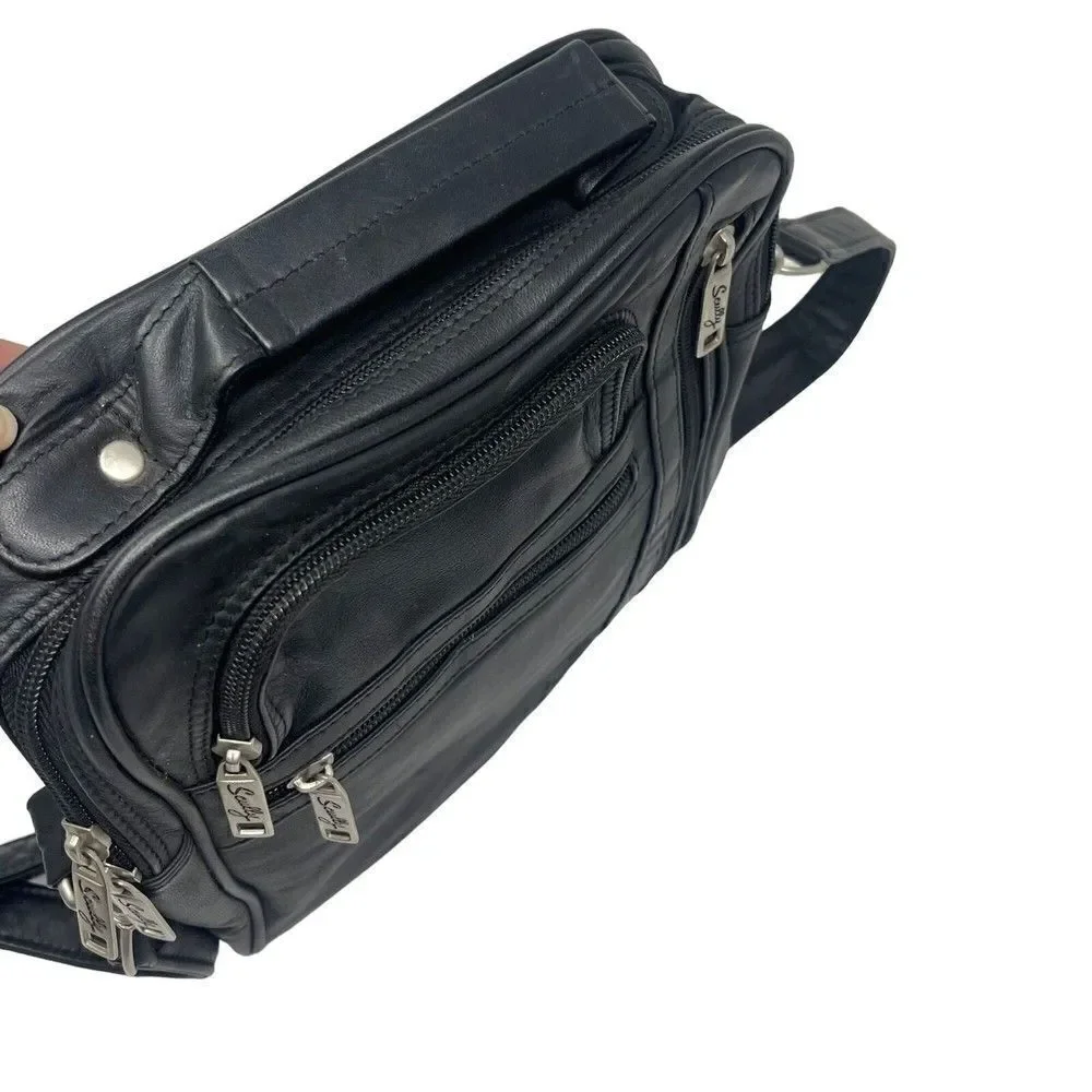 Scully messenger bag medium size Black leather Crossbody BoxU